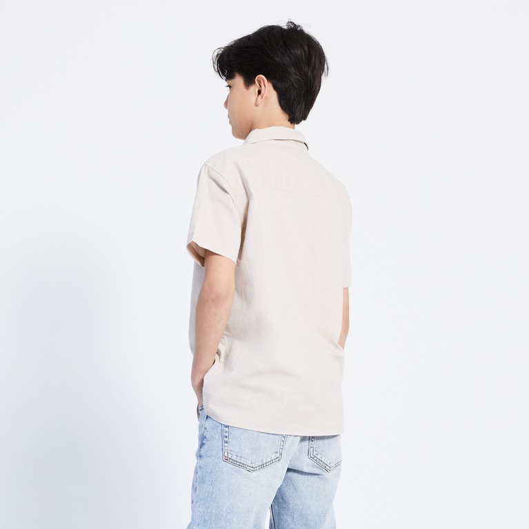 Short sleeve linen blend shirt "Tim star" Beige